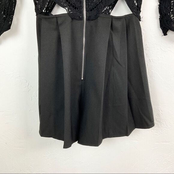 Charlotte Russe Black Crochet 3/4 Sleeve Romper X-Small XS - Picture 6 of 8